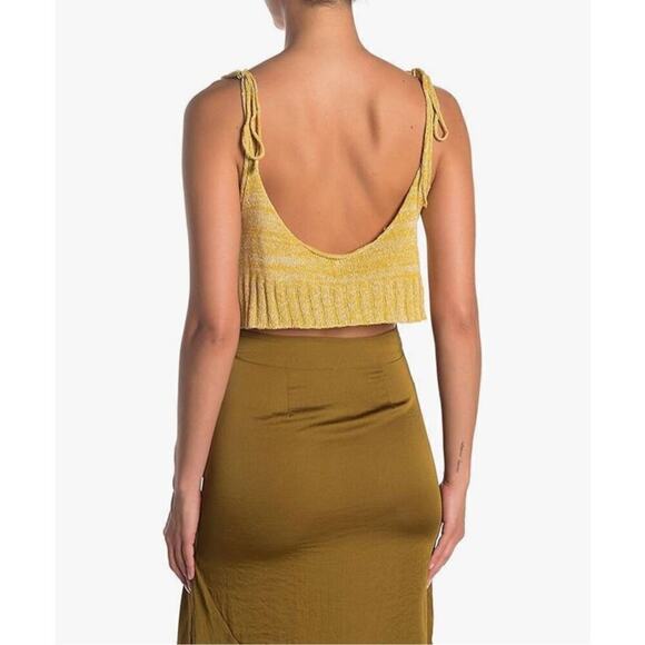 Free People Bombshell Cropped Knitted Sleeveless Top Mustard Yellow sz Small - Picture 6 of 10